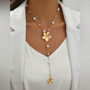 Flower pearl necklace S783